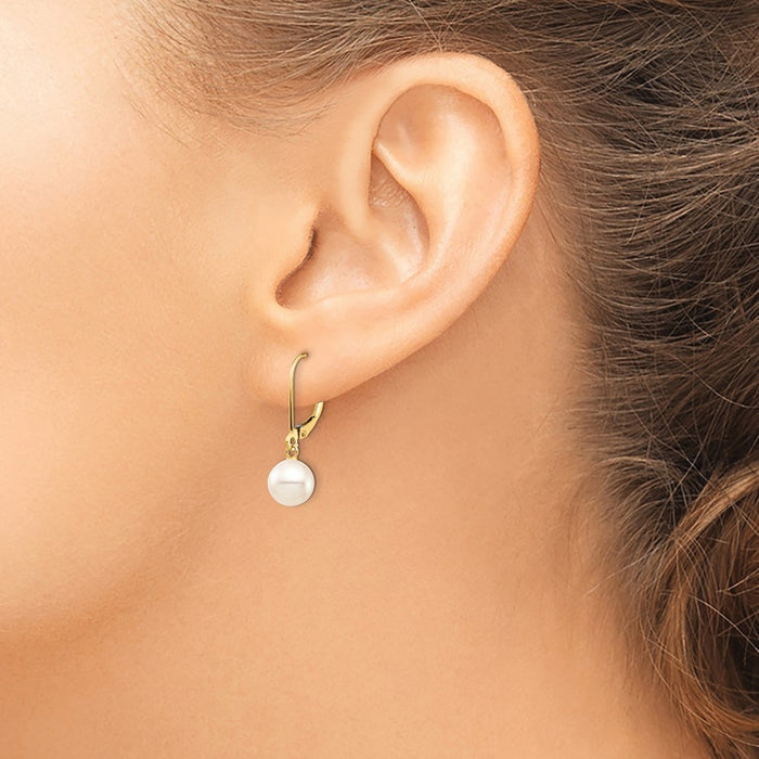 Buy Stylish 14K White Gold Dangle Earrings with 7-8mm Freshwater Pearls-3