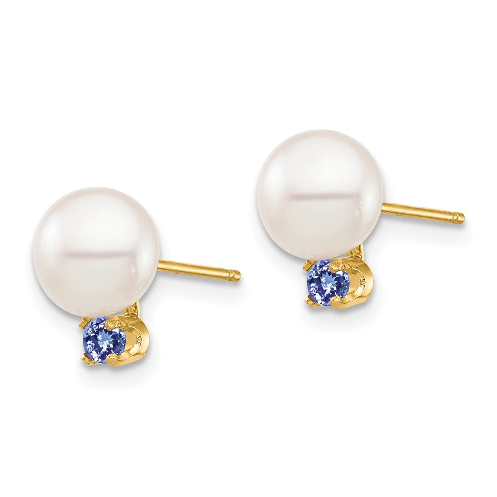 Shop Stylish 14K White Gold Pearl & Tanzanite Stud Earrings, 7-7.5mm