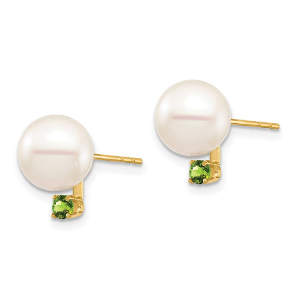 14K White Gold Pearl & Peridot Stud Earrings