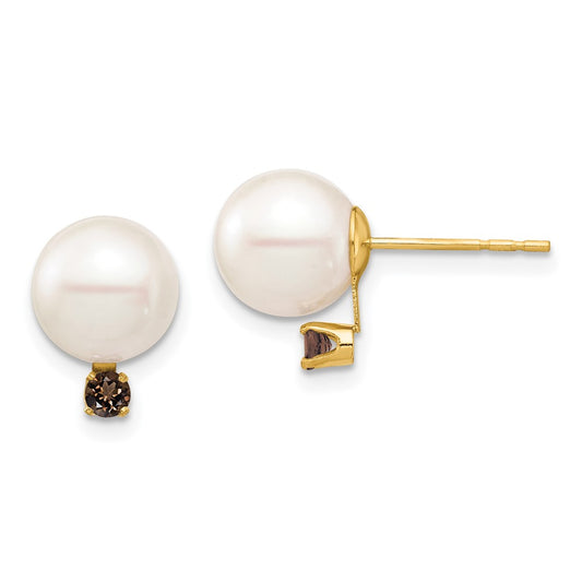 Shop Designer 14K White Gold Freshwater Pearl & .18ct Smoky Quartz Earrings
