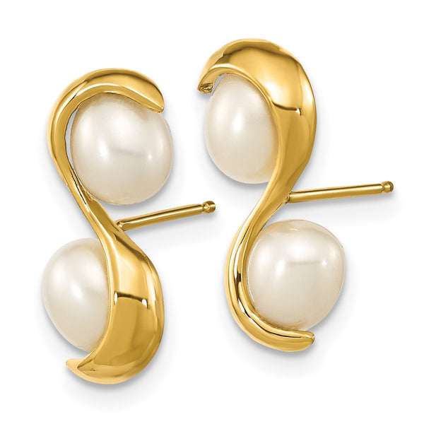 14K White Gold Pearl Earrings - 4-5mm Rice Shape