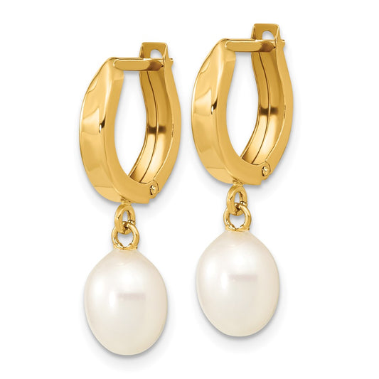 Buy Stylish 14K White Gold Freshwater Pearl Hoop Dangle Earrings, 6-7mm