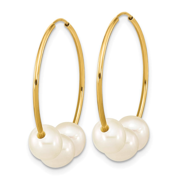 14K Gold Infinity Hoop Earrings with 6-7mm Cultured Pearls