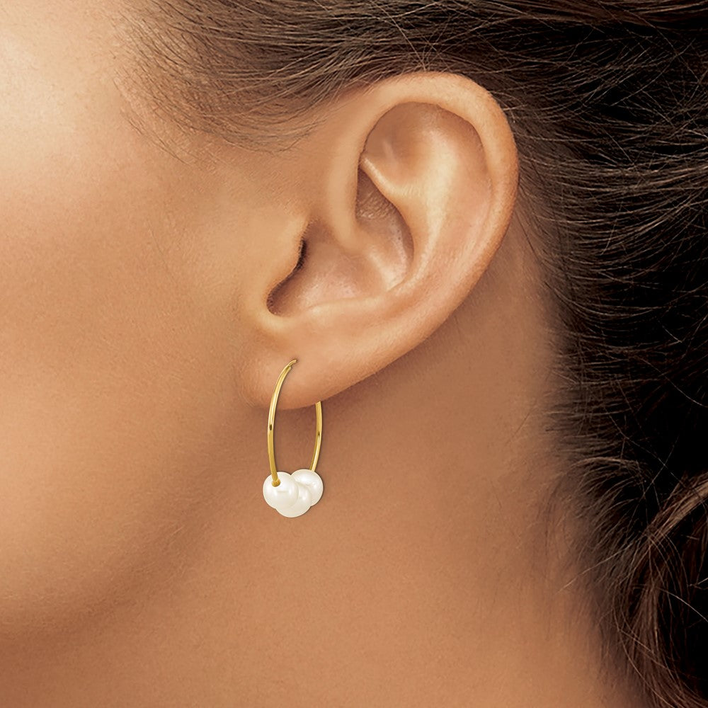 Buy Stylish 14K Gold Infinity Hoop Earrings with 6-7mm Cultured Pearls