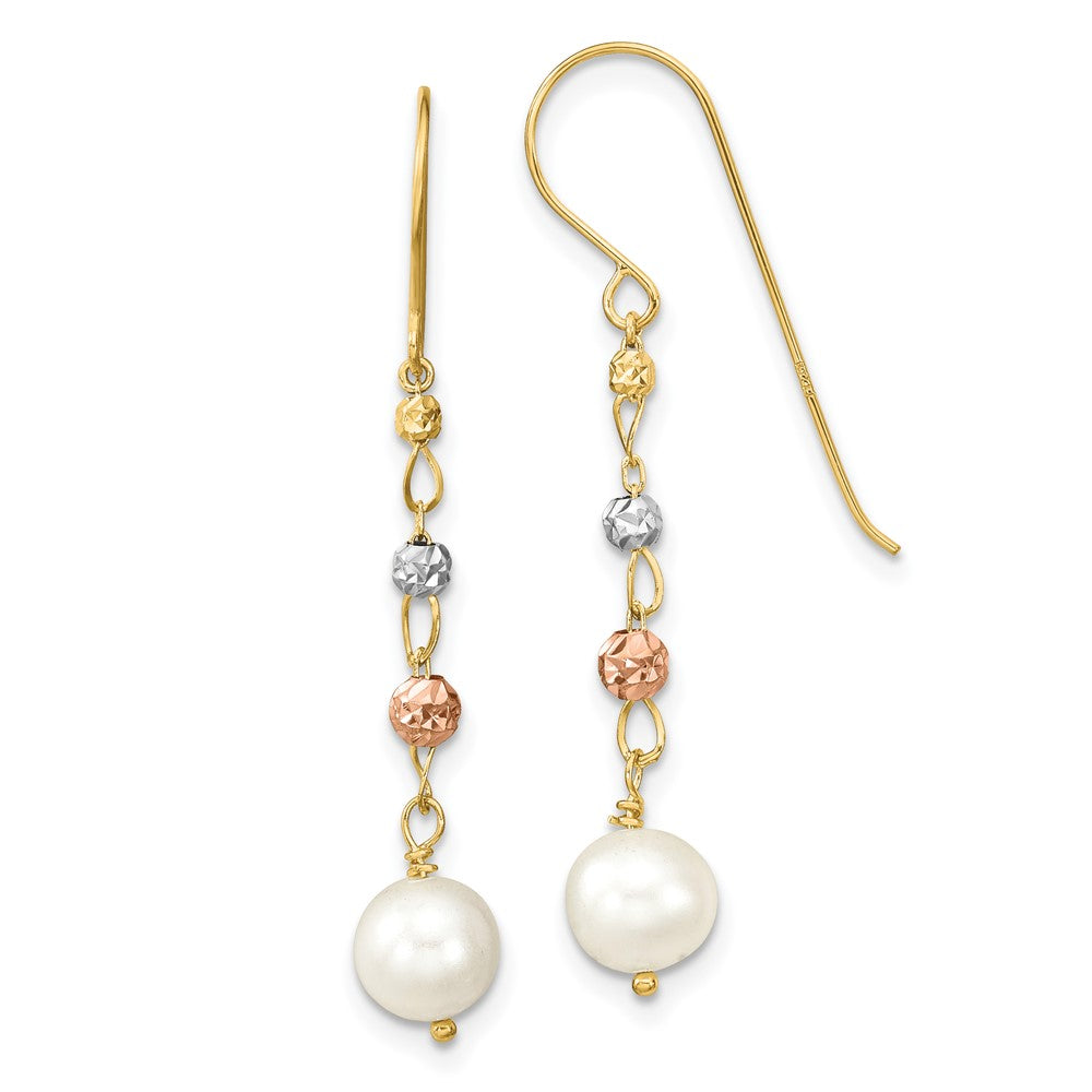 Buy Exclusive 14K Two-Tone Freshwater Cultured Pearl Dangle Earrings - Stylish!