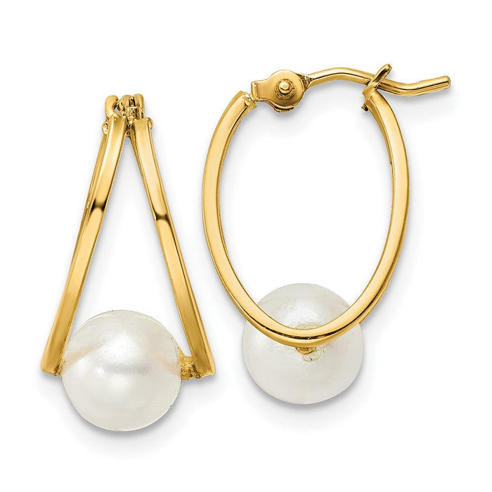 Shop Stylish 14K Gold Polished Freshwater Cultured Pearl Hoop Earrings - Luxury Design-1