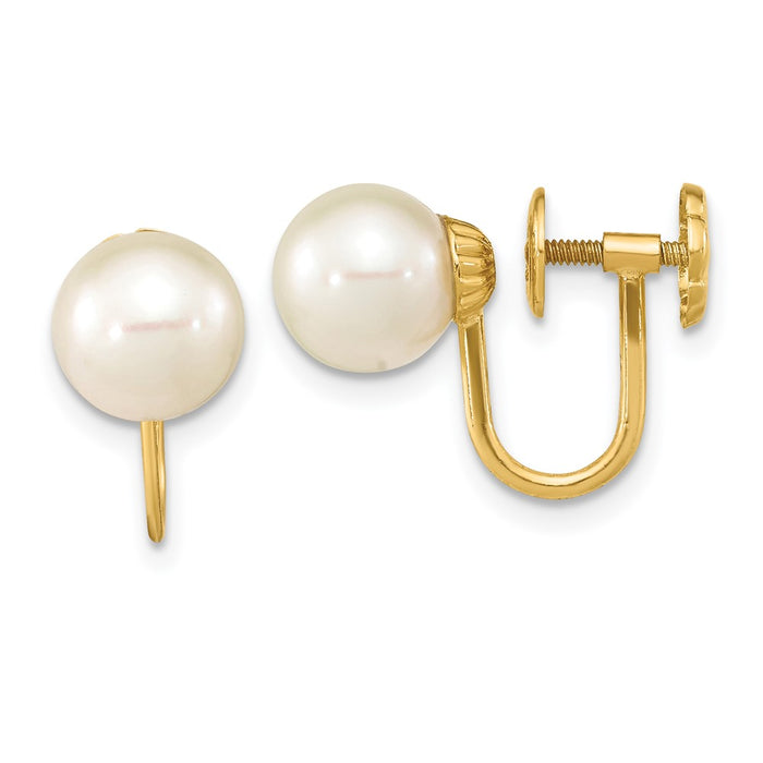 Buy Stylish 14K White Gold Earrings with 7-8mm Freshwater Pearls - Luxury Value-1