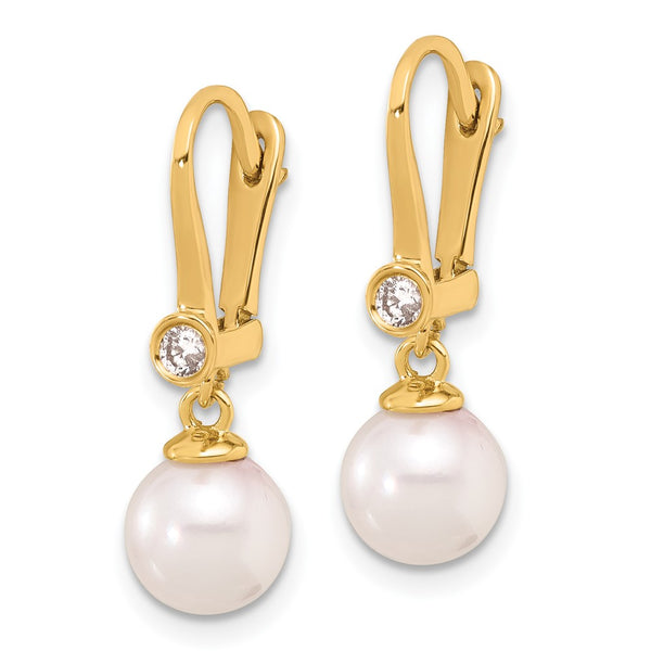14K Gold Akoya Pearl & Diamond Drop Earrings