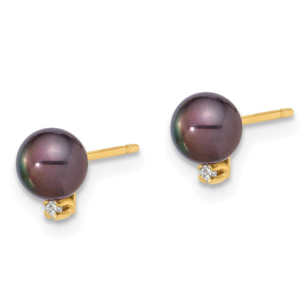 Buy Stylish 14K Gold Pearl Earrings with .02 Carat Diamonds - 5-6mm Value!