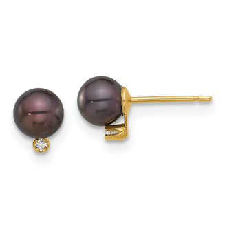 Buy Stylish 14K Gold Pearl Earrings with .02 Carat Diamonds - 5-6mm Value!