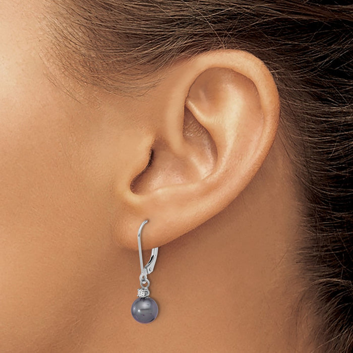 Shop Exclusive 14K White Gold Dangle Earrings with 7-8mm Pearls & Diamonds-3