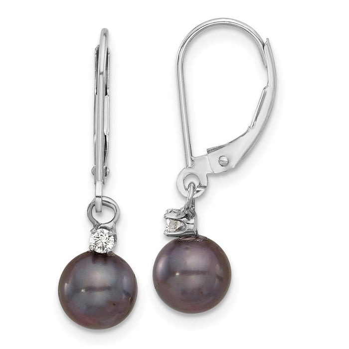 Shop Exclusive 14K White Gold Dangle Earrings with 7-8mm Pearls & Diamonds-1