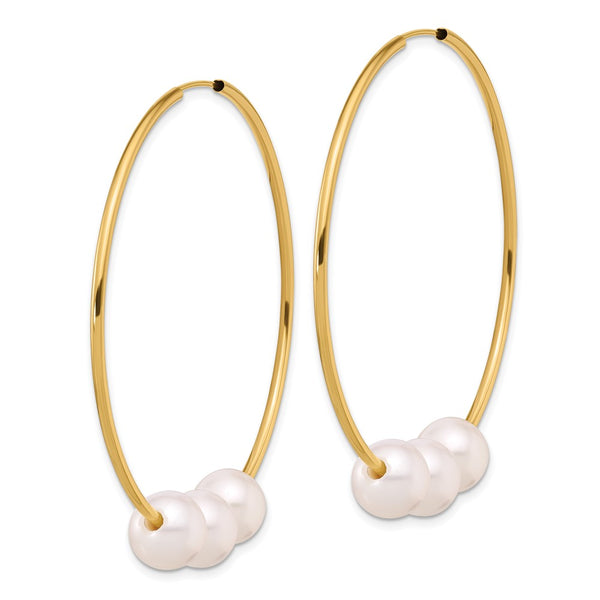 14K Gold Infinity Hoop Earrings with 8-9mm Freshwater Pearls