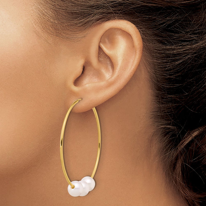 Shop Exclusive 14K Gold Infinity Hoop Earrings with 8-9mm Freshwater Pearls - Stylish Value!-3