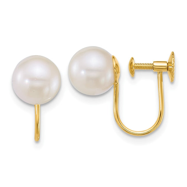 14K Gold Non-Pierced Earrings with 7-8mm Akoya Pearls