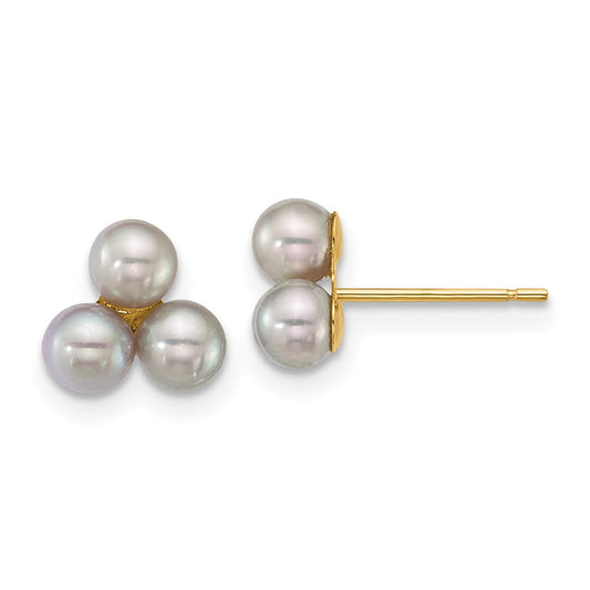 High-Quality 14K Gold Grey Freshwater Pearl Button Earrings - Stylish Value!