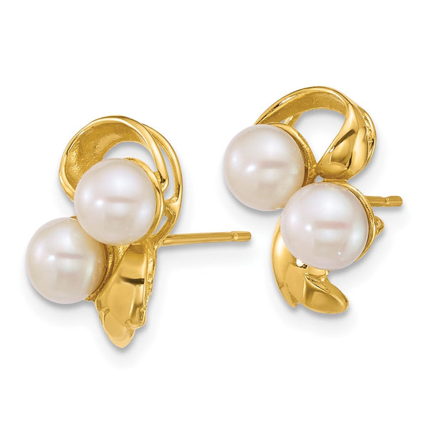 14K Polished White Freshwater Pearl Post Earrings - 5-6mm Set