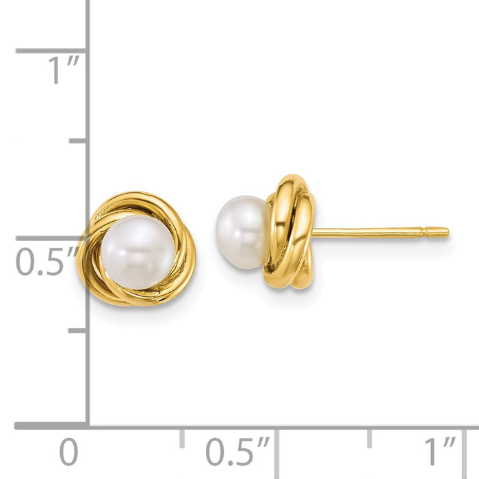 Exclusive 14K Gold Love Knot Earrings with 4-5mm Freshwater Pearls-3