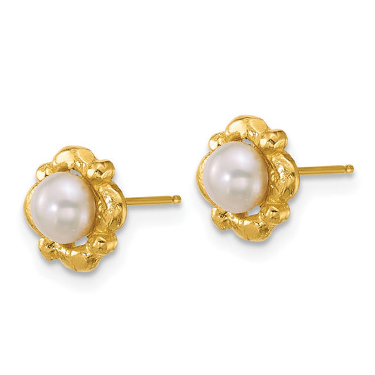 Shop Stylish 14K Gold Polished Pearl Button Earrings - 4-5mm Freshwater Gems