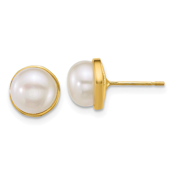 14K Gold Polished Pearl Earrings - 7-8mm