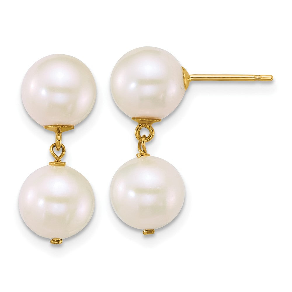 Exclusive 14K Gold Dangle Earrings with 7-8mm White Freshwater Pearls