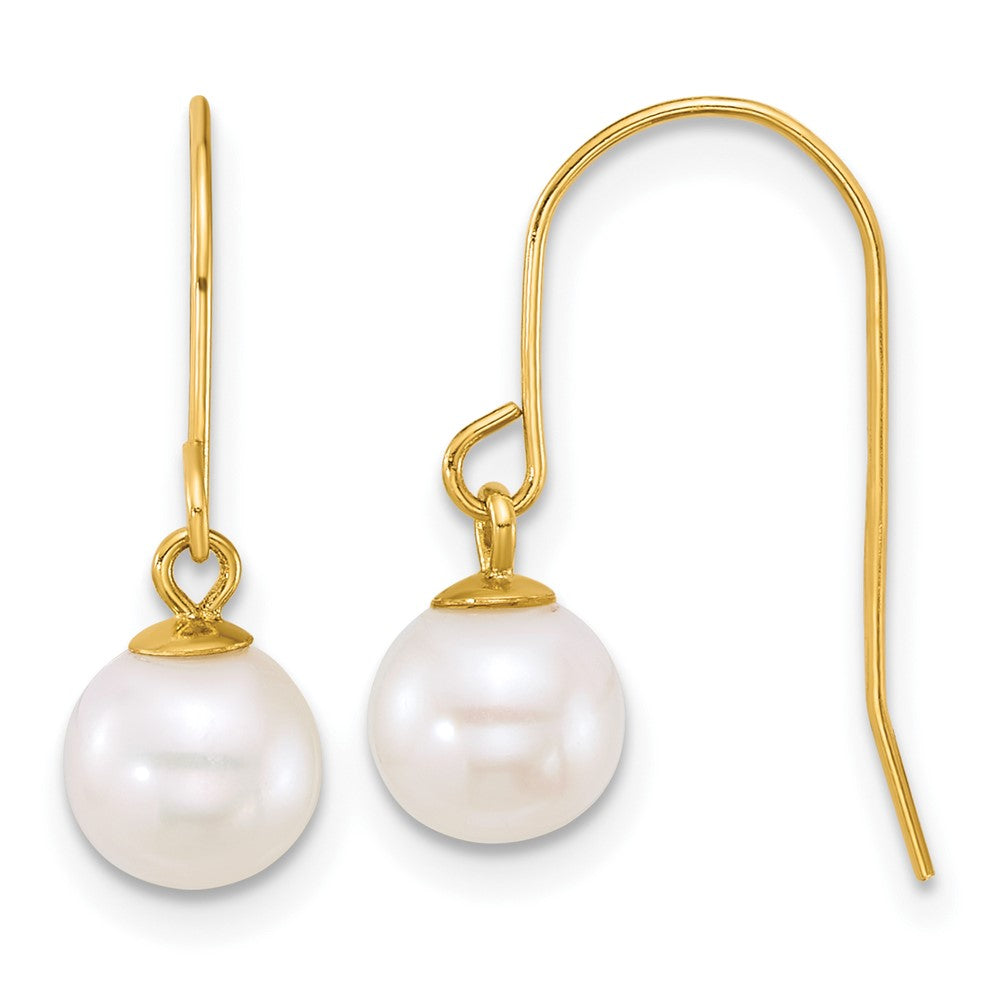 Shop Stylish 14K Gold Polished Pearl Dangle Earrings - 6-7mm, Affordable Luxury!