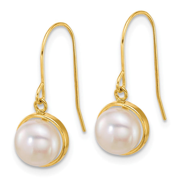 14K Gold Pearl Dangle Earrings - 6-7mm - Style GR1-1020484
