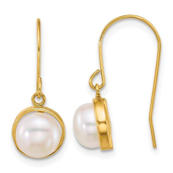 14K Gold Pearl Dangle Earrings - 6-7mm - Style GR1-1020484