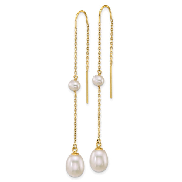 14K Gold Threader Earrings with Freshwater Pearls