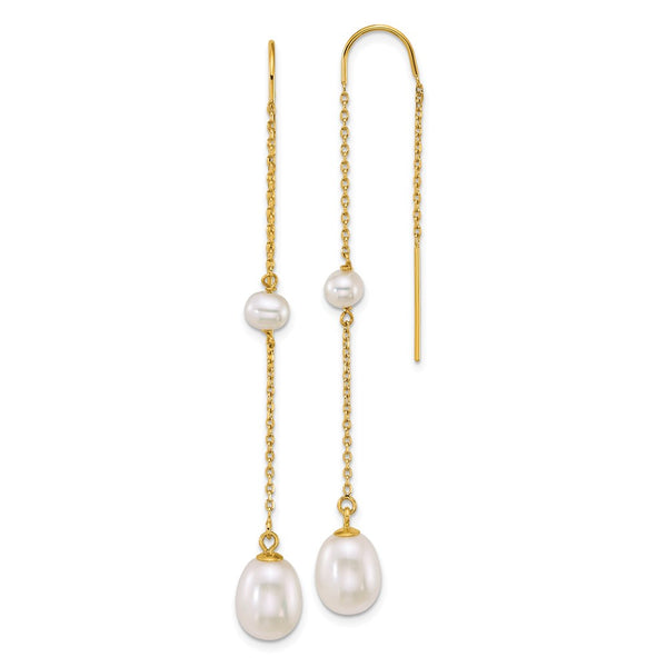 14K Gold Threader Earrings with Freshwater Pearls