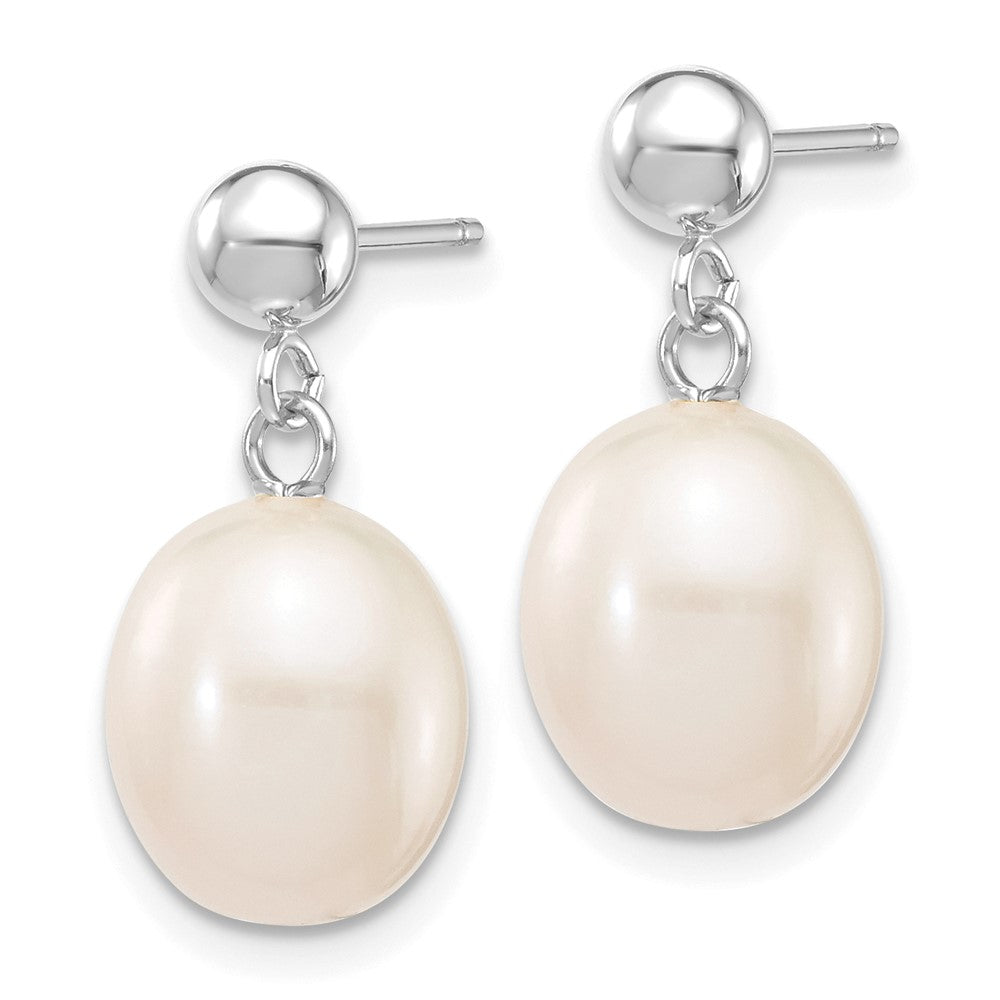 Exclusive 14K White Gold 8-9mm Freshwater Pearl Drop Earrings - Stylish Value