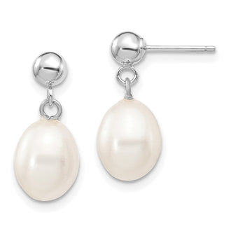 Buy Stylish 14K White Gold Dangle Earrings with 7-8mm Freshwater Pearls