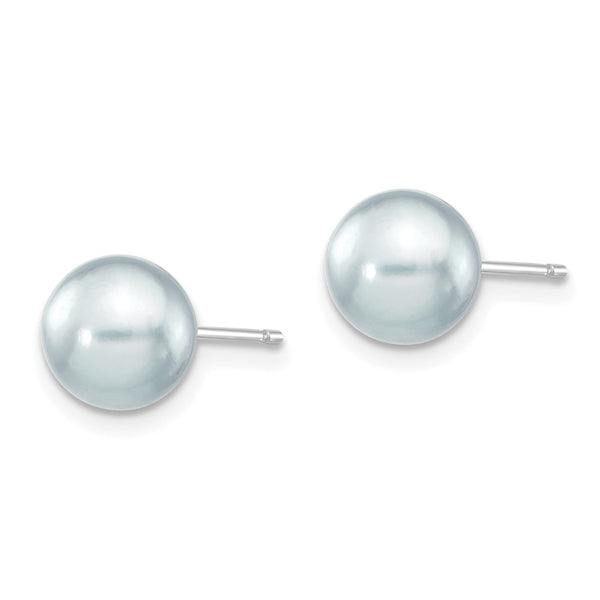 14K White Gold Grey Akoya Pearl Earrings 7-8mm