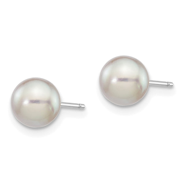 14K White Gold Grey Akoya Pearl Stud Earrings - 6-7mm