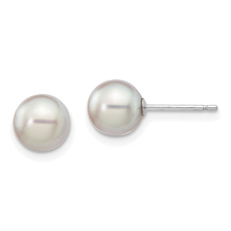 Shop Exclusive 14K White Gold Grey Akoya Pearl Stud Earrings - Stylish 6-7mm