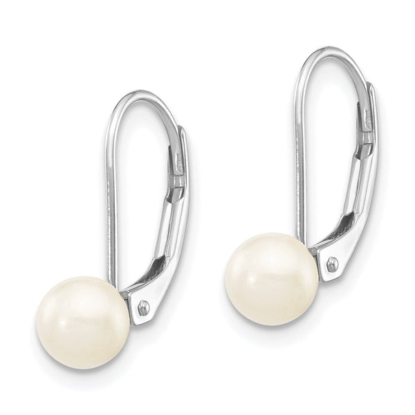 14K White Gold Leverback Earrings with 5-6mm Akoya Pearls - Style GR1-1015224