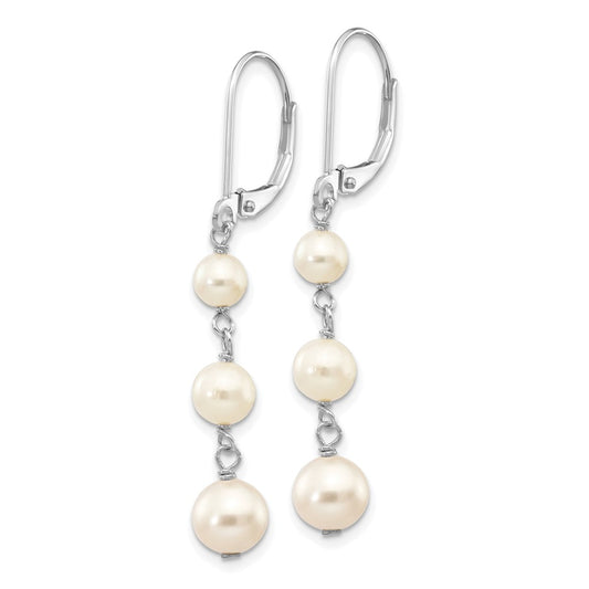 Shop Exclusive 14K White Gold Leverback Earrings with 4-6mm Cultured Pearls