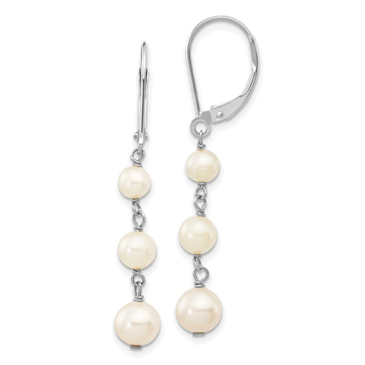 Shop Exclusive 14K White Gold Leverback Earrings with 4-6mm Cultured Pearls