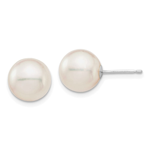 14K White Gold Akoya Pearl Earrings - 9-10mm