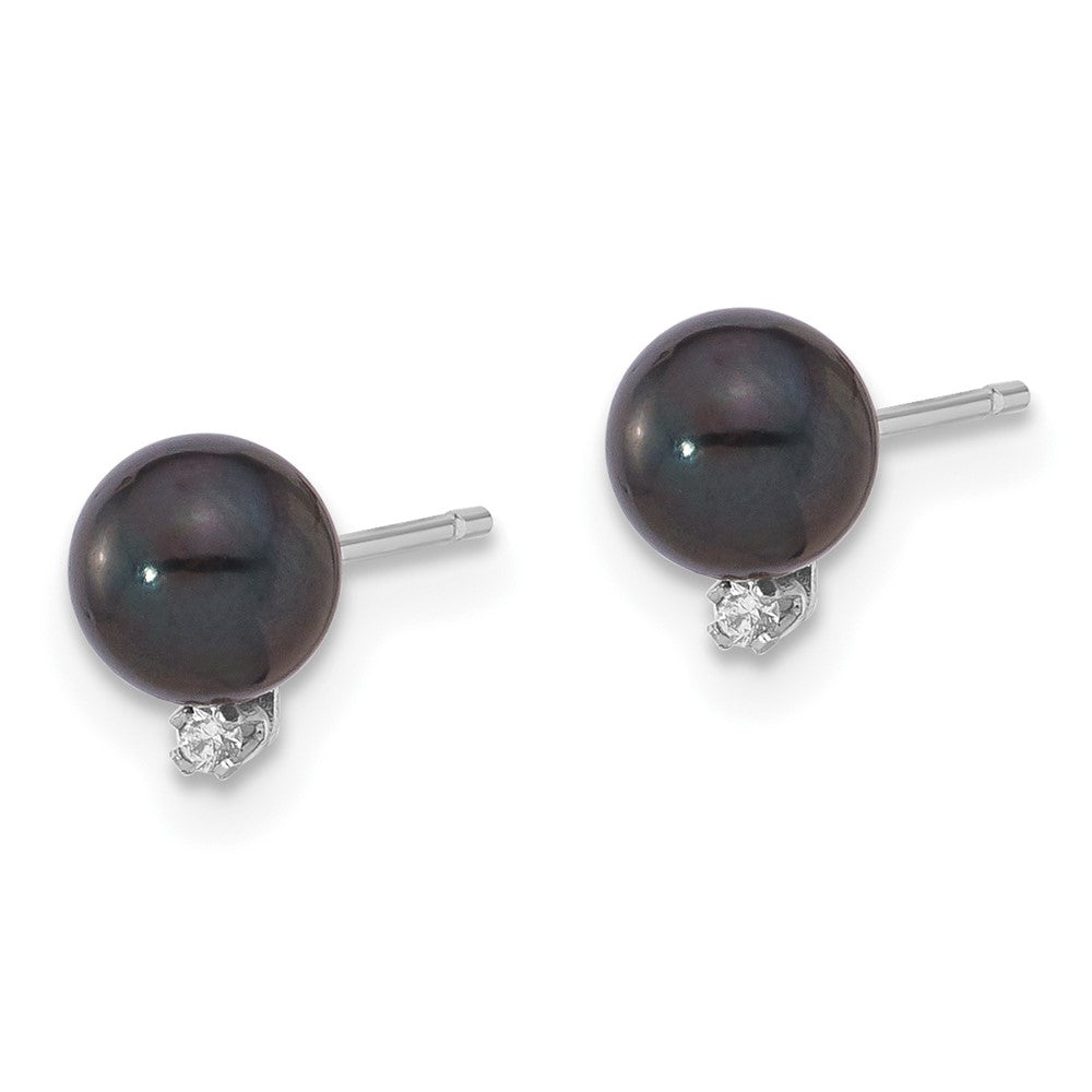 Designer 14K White Gold Akoya Pearl Earrings - 5-6mm, 0.02 Carat Diamonds, Stylish Value