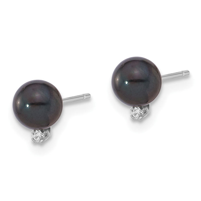 Designer 14K White Gold Akoya Pearl Earrings - 5-6mm, 0.02 Carat Diamonds, Stylish Value-2