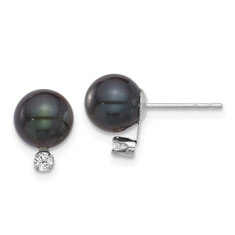 High-Quality 14K Gold Pearl Earrings - 7-8mm, 0.10 Carat Diamonds, Stylish Value