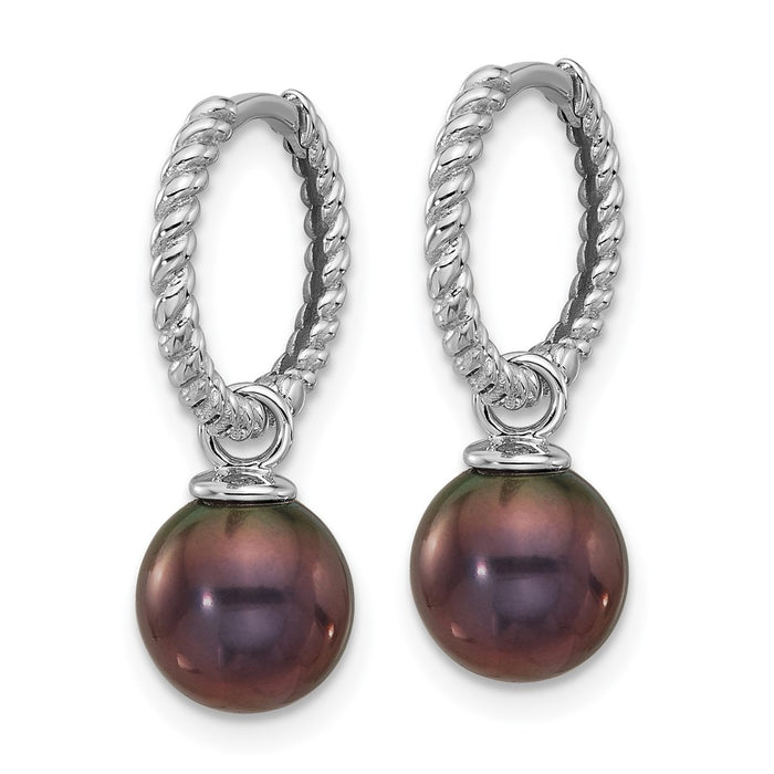 Buy Exclusive 14K White Gold Dangle Hoop Earrings with 7-8mm Pearls - Stylish Value!-4
