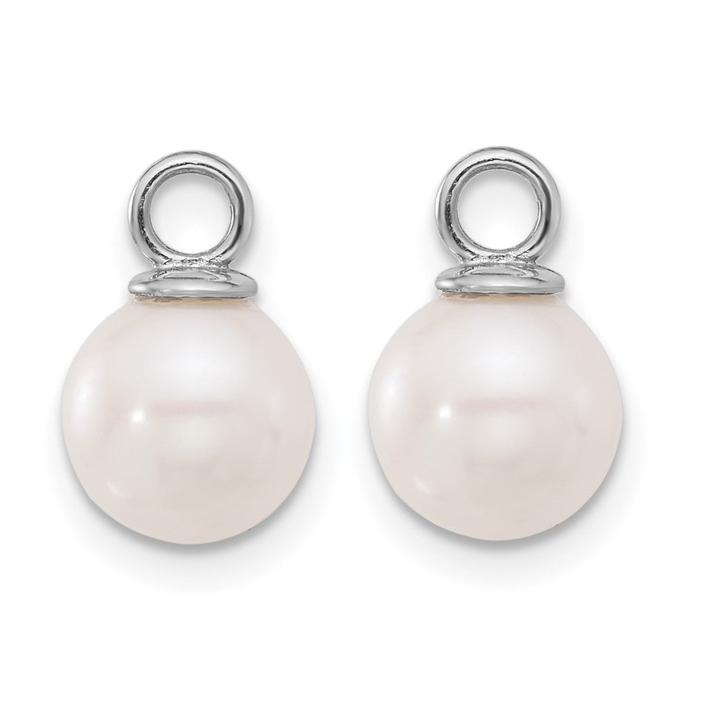 Buy Exclusive 14K White Gold Dangle Hoop Earrings with 7-8mm Pearls - Stylish Value!