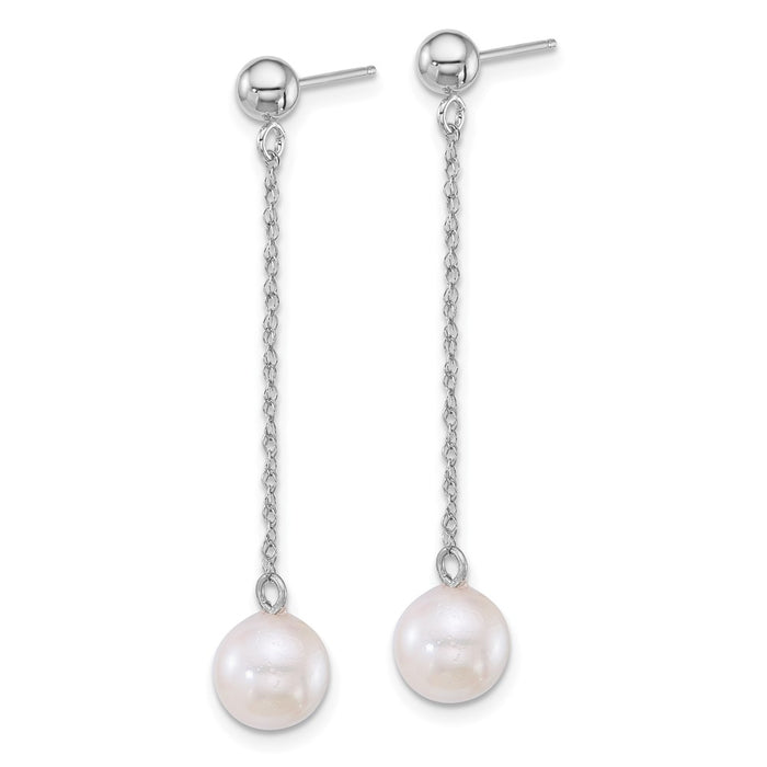 Shop Stylish 14K White Gold Dangle Earrings with 6.5-7mm Akoya Pearls-2