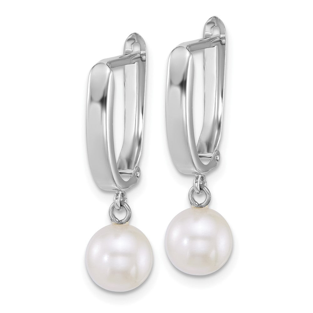 Shop Stylish 14K White Gold Dangle Hoop Earrings with 7-8mm Pearls