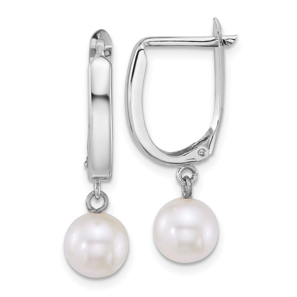 Shop Stylish 14K White Gold Dangle Hoop Earrings with 7-8mm Pearls
