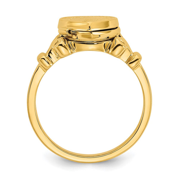 14K Yellow Gold Heart-Shaped Locket Ring - 10mm