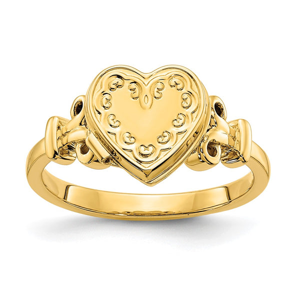 14K Yellow Gold Heart-Shaped Locket Ring - 10mm