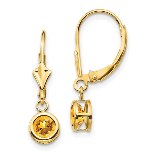 Shop Stylish 14k Gold Round Citrine Leverback Earrings - Exclusive Value!